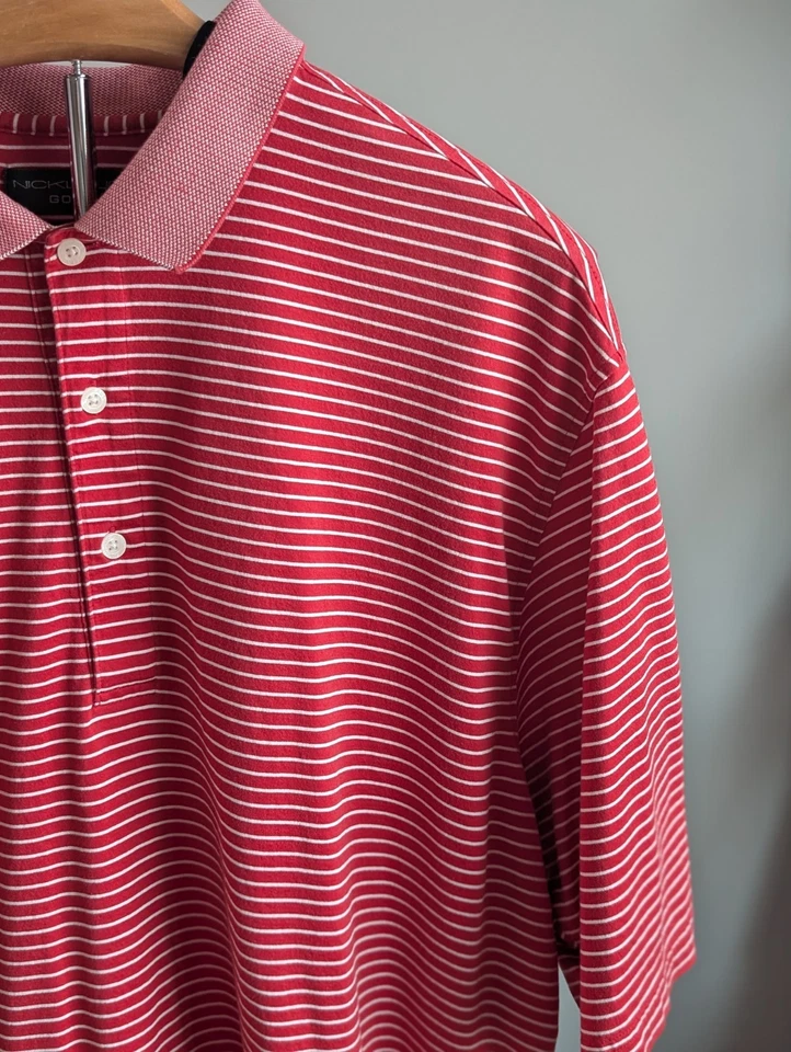 Jack Nicklaus Golf Polo Men's Size Large Red With White Stripes 100% Cotton - Image 3 of 4