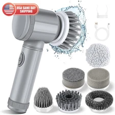Electric Spin Scrubber with 6 Brush Heads Rechargeable Bathroom Shower Tile Clea