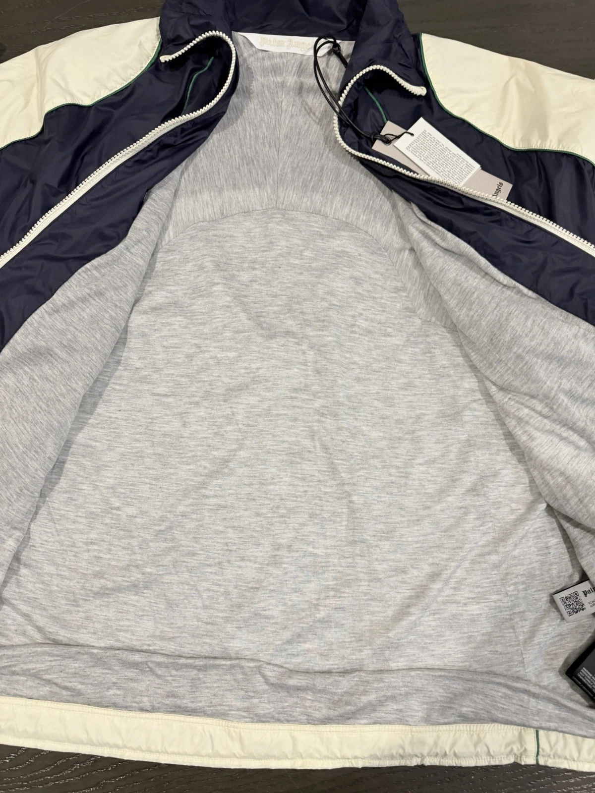 Palm Angels MED Curved Logo Windbreaker Jacket Navy Blue NWT π₯ $1181 - product detail image 14