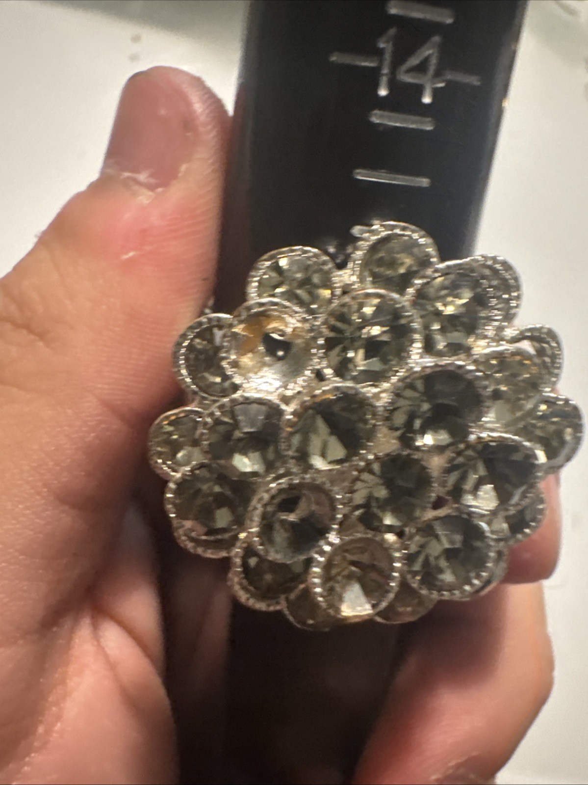 adjustable easy silver ring with stone design mis… - image 3