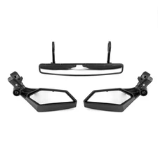 Rear Side Mirrors & 15" Wide Center Mirror For CF-MOTO ZFORCE 1.75" Round Bar
