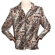 Chico's Weekends Women's Animal Print Full Zip Front Jacket Size 1