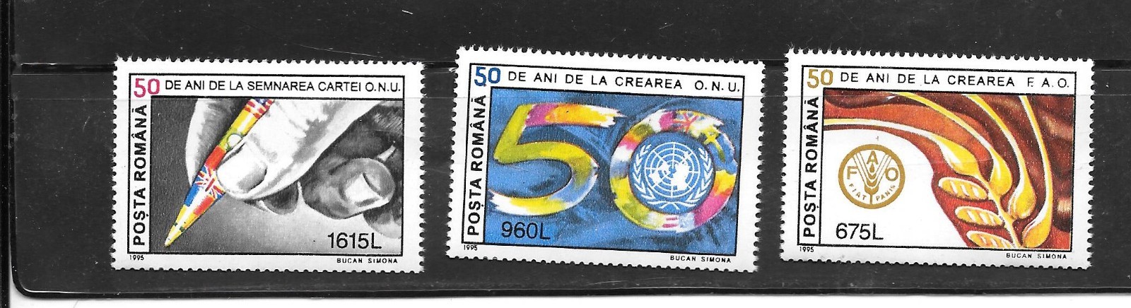 ROMANIA SC#3987-9 1995 F.AO U.N MNH XF OLD COMMEMORATIVE PICTORIAL STAMP SET