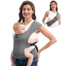 Momcozy Portable Baby Carrier Compact  Lightweight Adjustable 12-35 lbs. Grey 