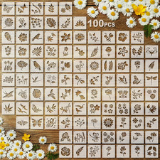 Fainne 100 Pcs 2 Inch Small Stencils for Painting, Flower, Plants