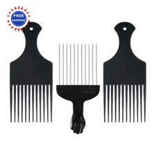 Hair Pick Comb Set 3 Pack Plastic & Metal for Curly Afro Detangling JIUANODD