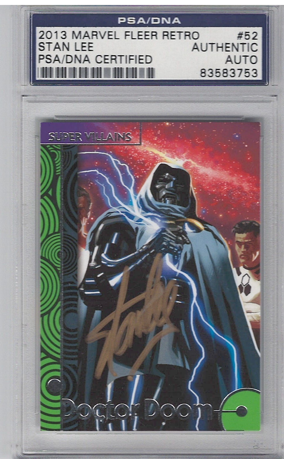 PSA/DNA Authentic 2013 Marvel Fleer Retro Stan Lee Autograph Doctor Doom Card