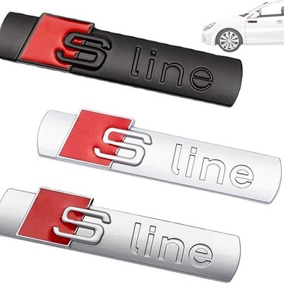 2PCS For Audi S-Line Kotflügel Emblem Seite Schriftzug Schwarz Glanz