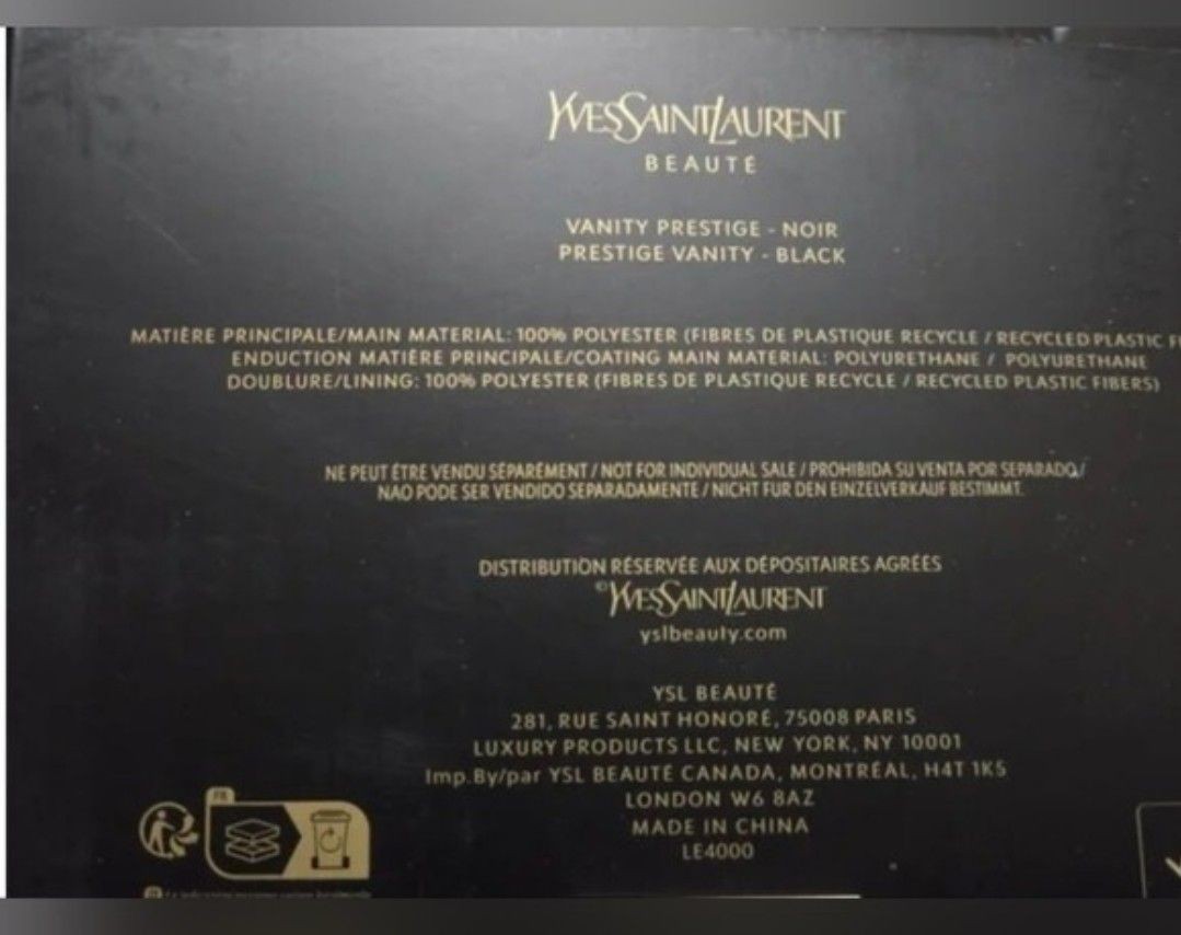 YVES SAINT LAURENT Leather Vanity Pouch Black With Chain Strap Makeup Box thumbnail 19