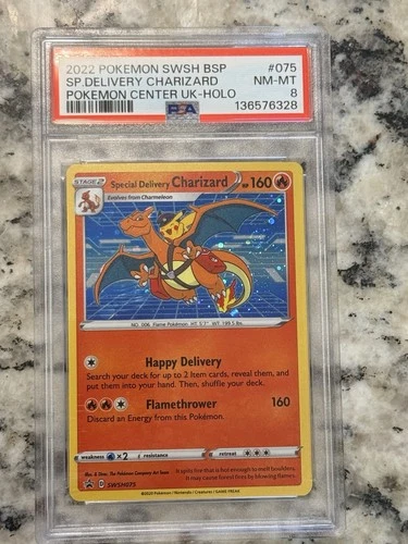 Pokemon PSA 8 Special Delivery Charizard Promo 2022 SWSH075 PM. Center UK ENG