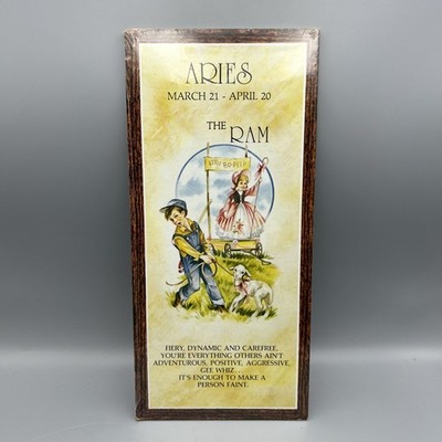 NOS Vtg 1970s Zodiac Wall Plaque ARIES THE RAM Astrology Action Home Fair