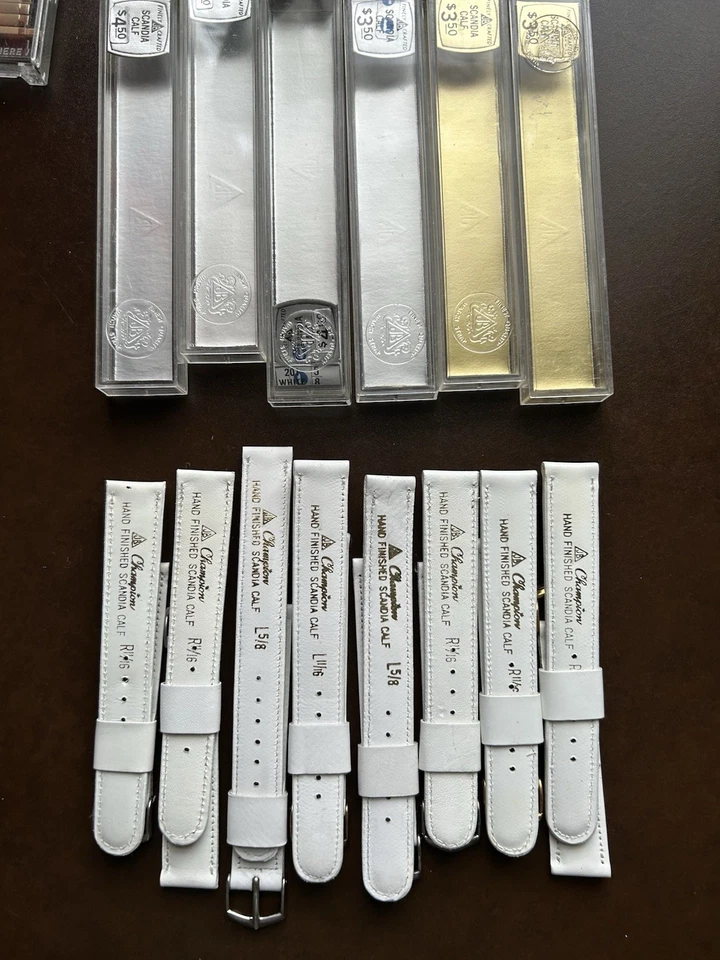 Lote de 8 correas de reloj vintage de cuero blanco JB Champion 11/16" y 5/8 sin usar Foto 4 de 4