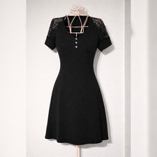 Little Black Dress with Lace Sleeves - Size Medium - New Without Tags