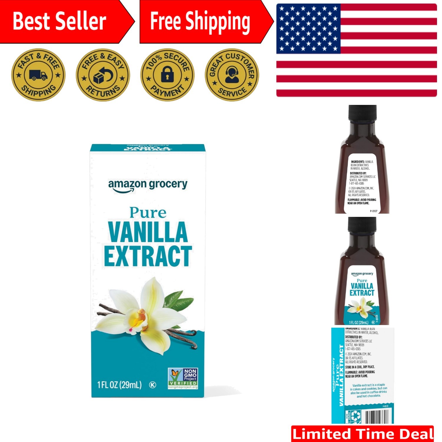 1 Oz Pure Vanilla Extract - Real Vanilla for Delicious Bakin