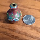 Vintage Cloisonne Chinese Red Floral Enamel Mini Vase 1.5" — photo 2