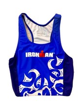 Ironman Active Wear Tri Triathlon Top Sports Bra Blue Womens L USA