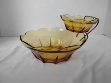 Vintage Anchor Hocking 3 pc. Swedish Modern Honey Gold Chip and Dip Set