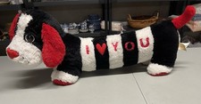 Valentine I LOVE YOU Puppy Dog Plush Dan Dee Stuffed Animal Red Black White 25"