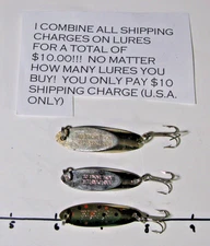 THREE (3) Acme Tackle Co., KASTMASTER lures, 1 3/4" & 2", .3oz. & .6oz.- VGUC