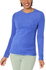 Cuddl Duds Women's Base Layer Fleece w/Stretch Long Slv Top Dzlng Blue