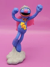 Vtg SUPER GROVER Sesame Street PVC 3.5" Figure Muppets Applause LOOSE