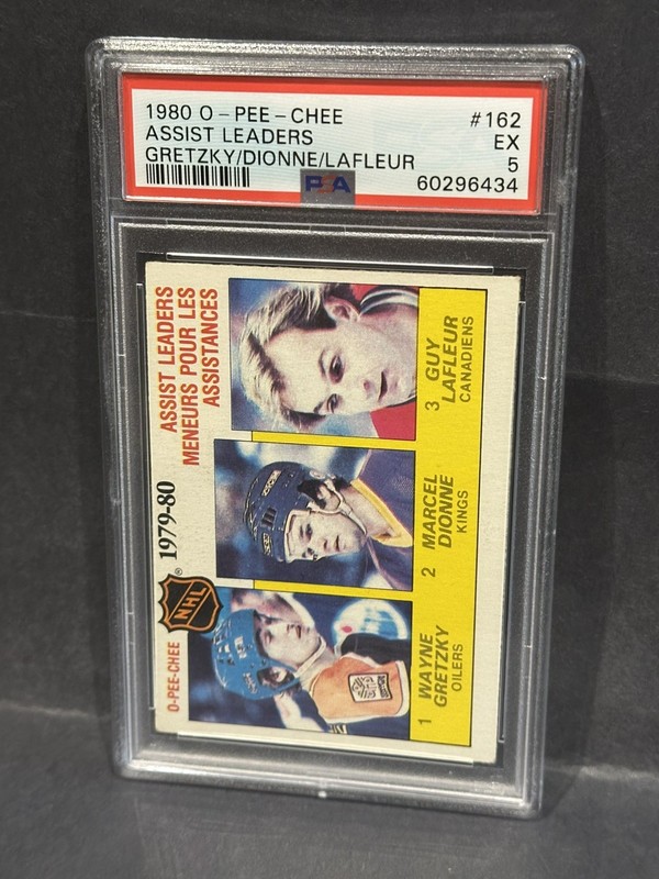 1980-81 O-Pee-Chee Gretzky / Dionne / Lafleur Assist Leaders #162 HOF PSA 5 EX