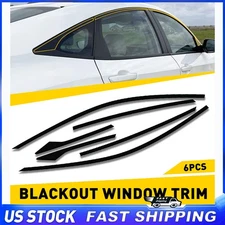 6X Glossy Black Vinyl Side Door Window Strip Stickers For 2016-2021 Honda Civic