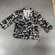 Coldwater Creek Petite 6 Womens Blazer Jacket Black White Floral Pattern Cotton