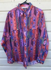 Vintage 90s Wrangler Tribal Aztec Southwestern Western Shirt Men s M USA Made