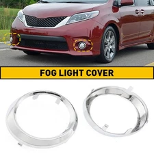 Pair Fog Light Lamp Cover Bezel For 2011-2017 Toyota Sienna SE Chrome Trim Rings