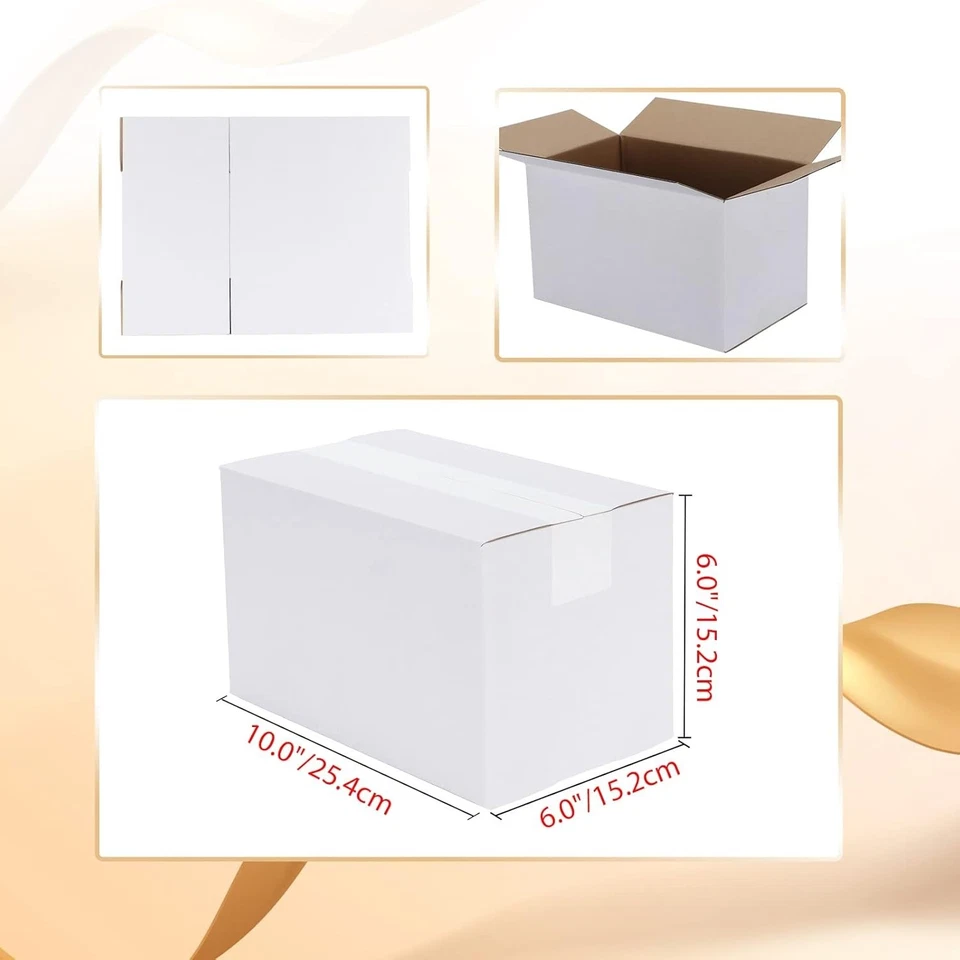 White Cardboard Boxes 10x6x6 Set of 40 for Shipping - Image 4 of 4