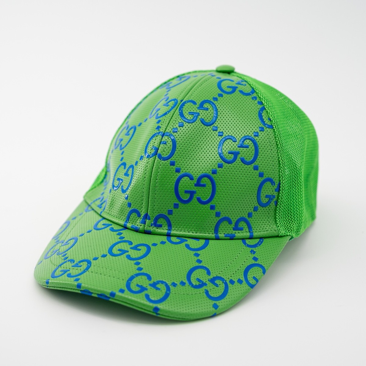size S - Gucci Leather Green Cap Baseball Hat GG Blue | eBay
