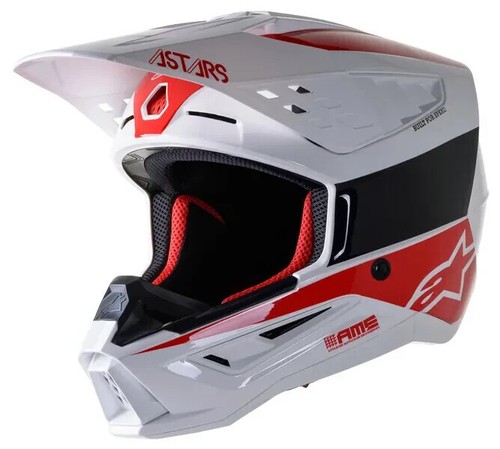 2023 Alpinestars S-M5 SM5 Casco Bond Bianco Rosso Gloss Nuovo Motocross Off Road - Foto 1 di 2