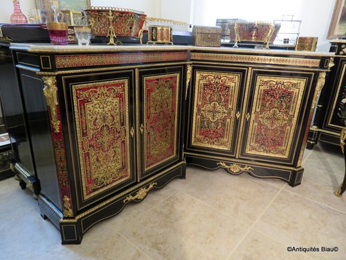 Pair of Cabinet in Boulle marquetry 19th Napoleon III period perfect condition - Picture 23 of 24