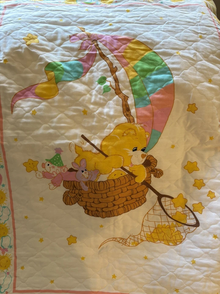 ВИНТАЖНОЕ детское одеяло Care Bears Sunshine Bear одеяло на воздушном шаре хлопок - Изображение 2 из 4