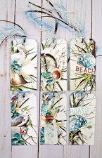 6 Beach Handmade Gift Tags Scrapbooks Junk Journals Crafts Planners Bookmarkers