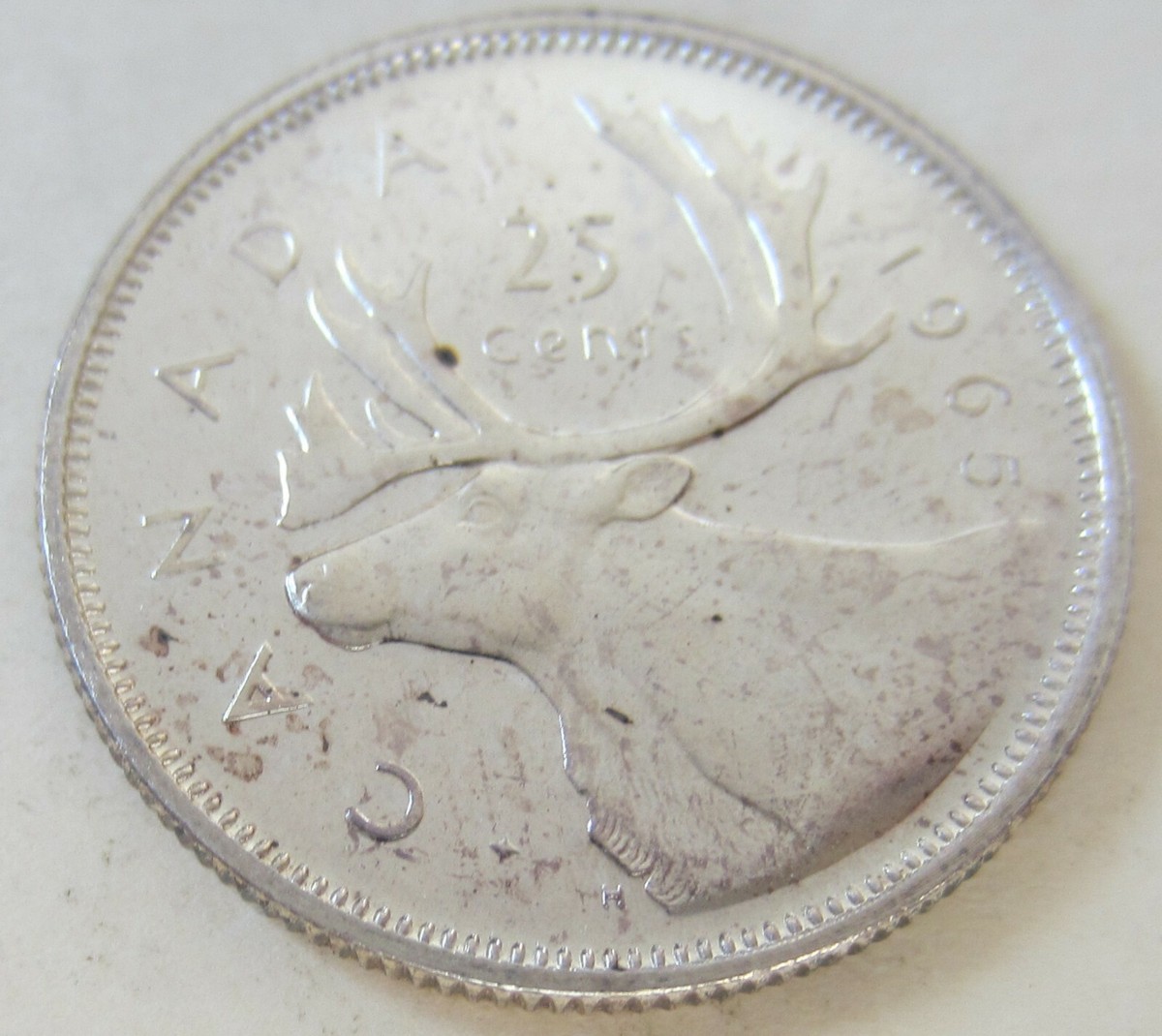 1965 Canada Silver Twenty-Five Cents Coin.UNC NICE GRADE QUARTER
