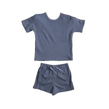 NWT Member's Mark Boy's 2 Piece Tee And Short Playwear Set Indigo Waffle 4T