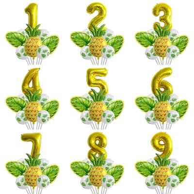 Hawaii Ananas Latex Set Luftballon Palmblatt Babyparty Kindergeburtstag Party