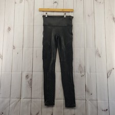 Spanx Leggings Womens Small Black Faux Leather Ankle Pull On Skinny