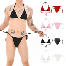 Men's Lingerie Set Bra Top Side Straps Briefs Panties Sissy Crossdress Underwear