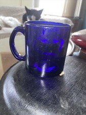 Vtg Cobalt Blue Mug Made In The USA Thick Glass Full Size