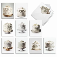20 Assorted Birthday Notecards w/ Envelopes (10 Designs, 2 Each) Elegant Cakes