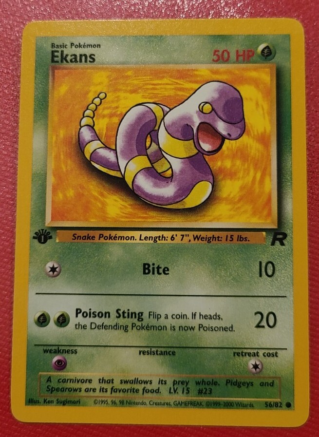 Pokemon - 1st Edition Ekans 56/82 - Team Rocket - Mint very sharp card