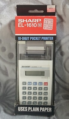 Sharp EL-1610 10-Digit Pocket Printer Calculator 5 Function 15 Keys LCD Screen N