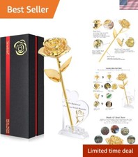 Gold Dipped Rose Real 24K Gold Rose, Long Stem Hand Dipped in 24k Gold Rose,U...