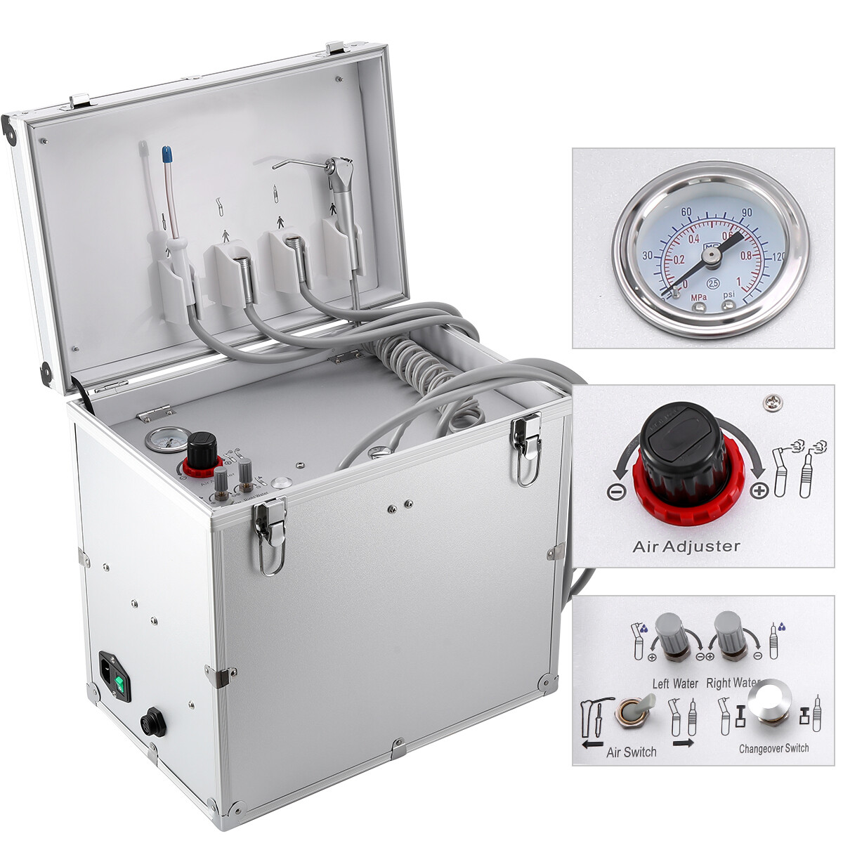 Portable Dental Delivery Unit with Air Compressor Suction Strong Weak Suction