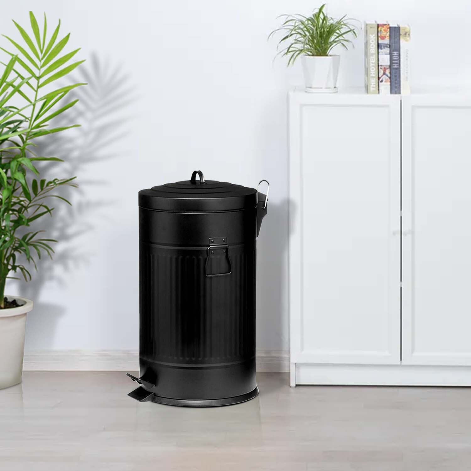 Black 30L Classic US Kitchen Bathroom Pedal Bin Style Retro Rubbish ...
