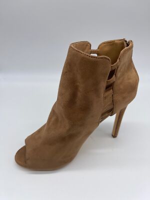 Olivia Ferguson Women Tan Faux Suede Hight Heel Bootie Shoe Size 10