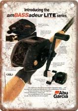 Vintage Abu Garcia Fishing Reel Ad Reproduction Metal Sign FF16